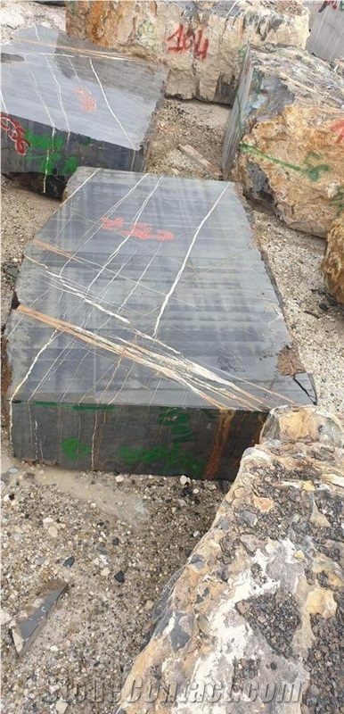 Black Aziza Marble Blocks, Nero Gold, Black Saint Laurent Sahara Noir Marble Blocks