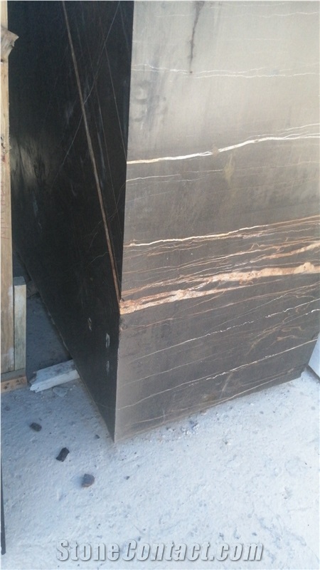 Black Aziza Marble Blocks, Nero Gold, Black Saint Laurent Sahara Noir Marble Blocks