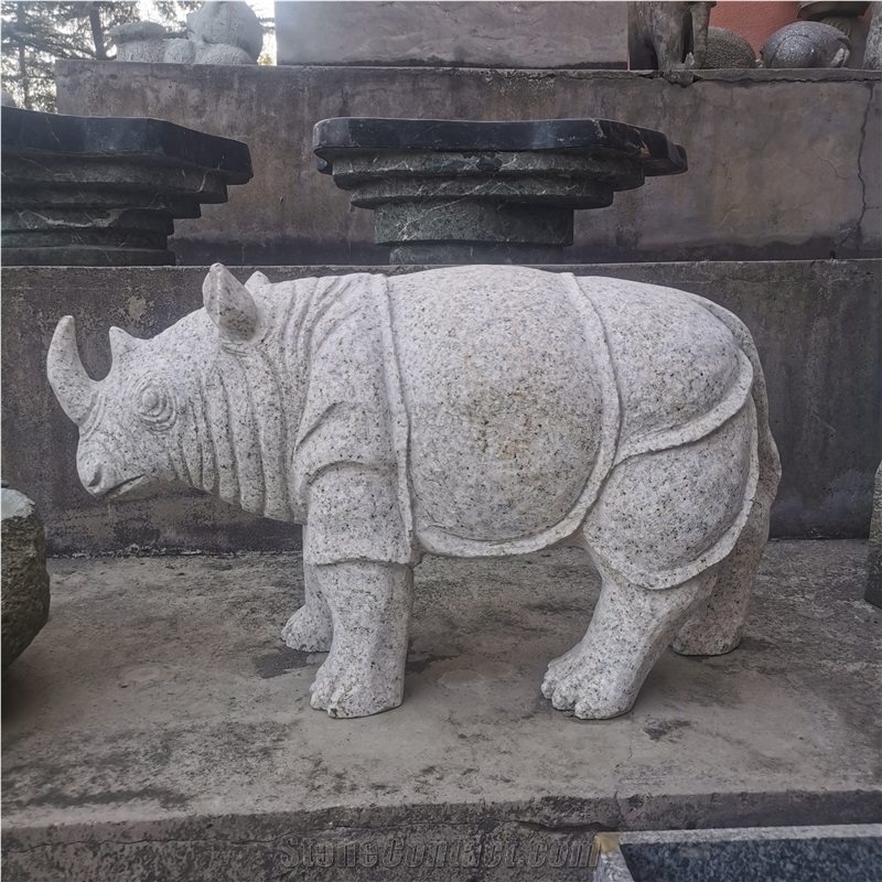 Stone Animal Statue Rhinoceros Statue Decorative