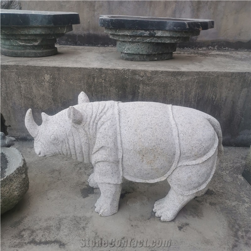 Stone Animal Statue Rhinoceros Statue Decorative