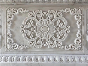 Pure White Marble Wall Relieve Carving Design