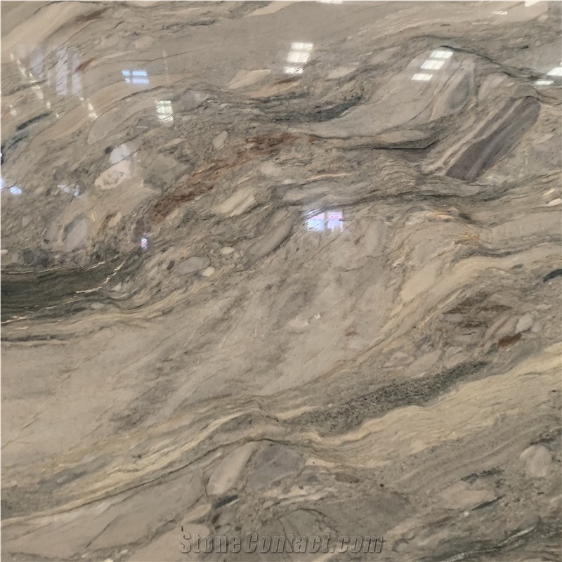 Beautiful Fusion Blue Quartzite Slab For Hotel Design