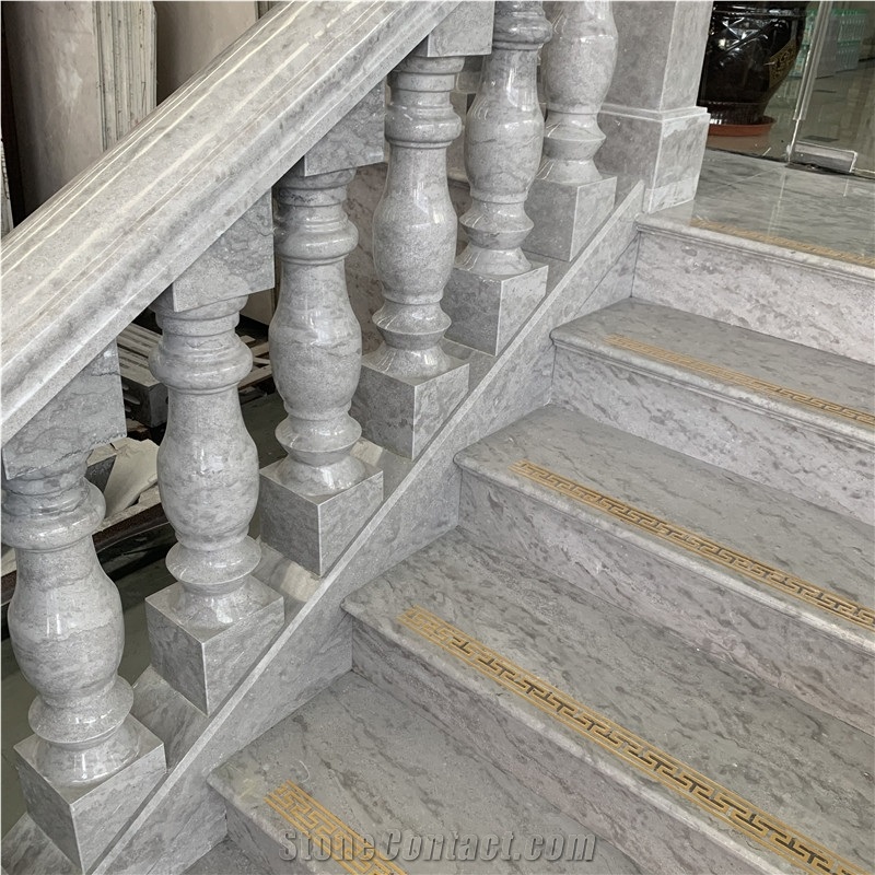 Custom Design Grey Marble Handrail Indoor Baluster
