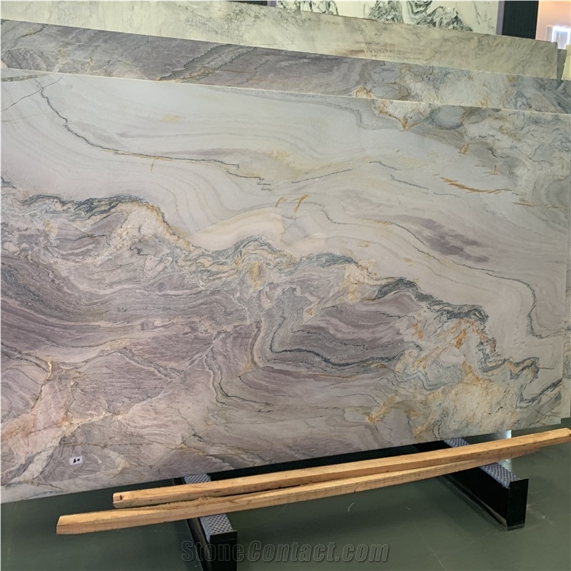 Aquarella Macaubas Quartzite Slab For Hotel Wall Design