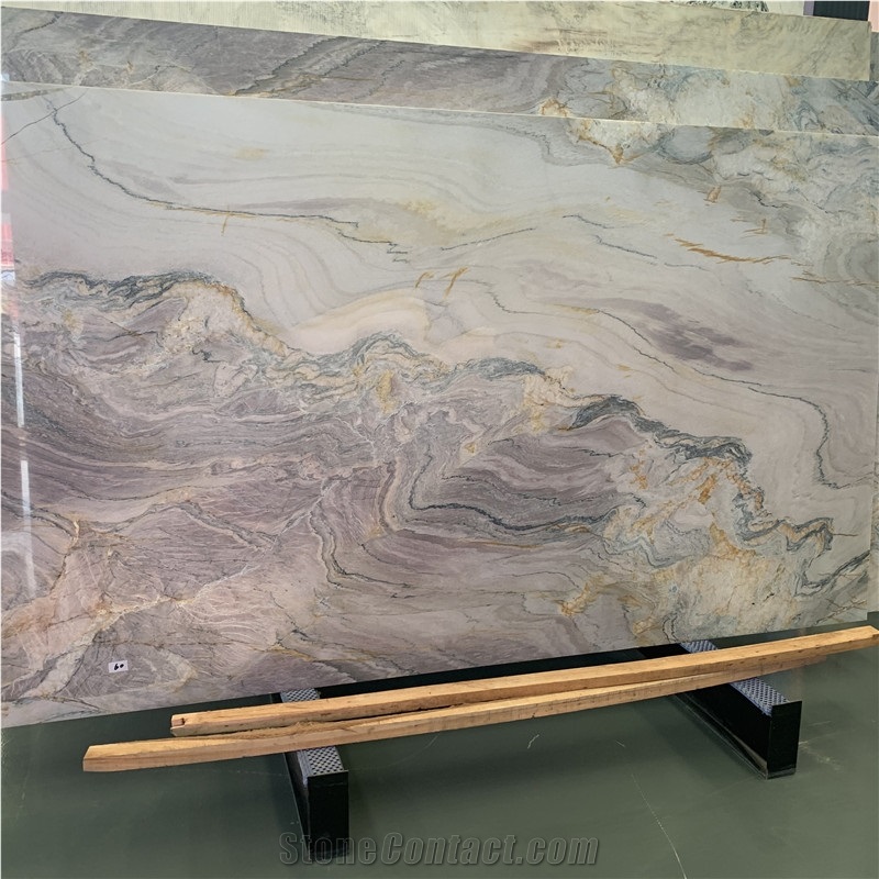 Aquarella Macaubas Quartzite Slab For Hotel Wall Design