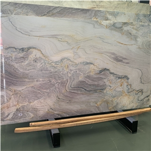 Aquarella Macaubas Quartzite Slab For Hotel Wall Design