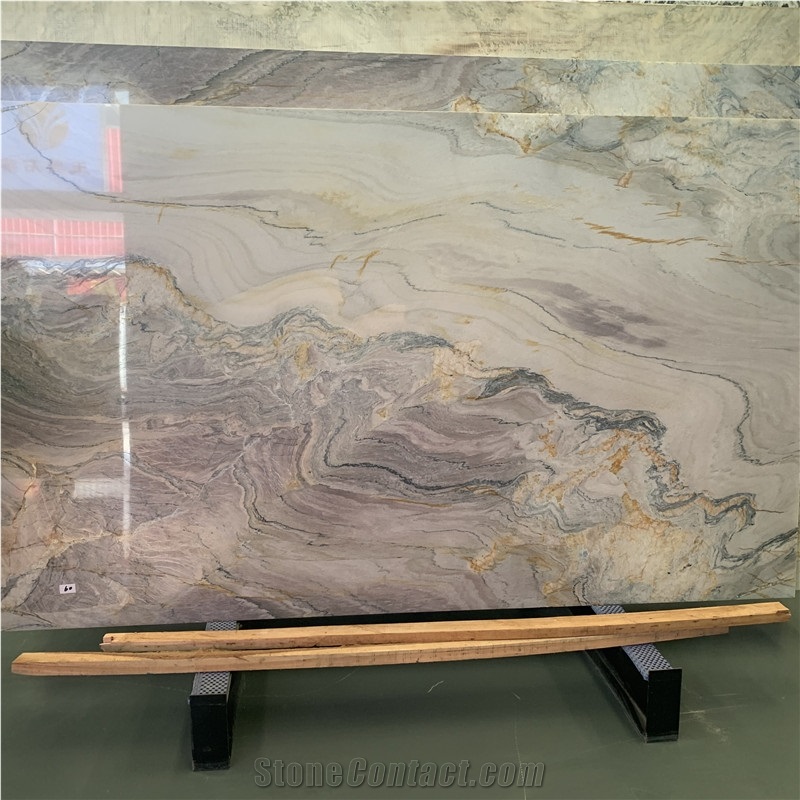 Aquarella Macaubas Quartzite Slab For Hotel Wall Design