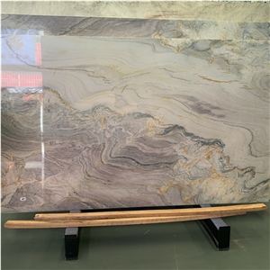 Aquarella Macaubas Quartzite Slab For Hotel Wall Design