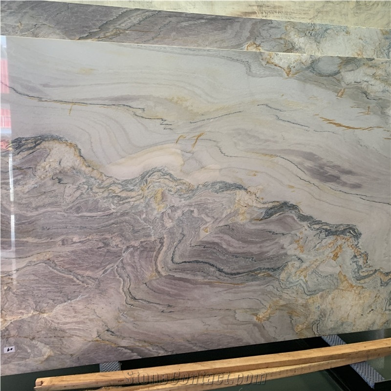 Aquarella Macaubas Quartzite Slab For Hotel Wall Design
