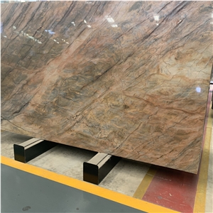 Luxury Golden Silk Quartzite Slab For Background Wall Decor