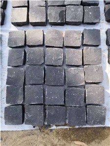 Chinese Black Cobblestone Paving Mats 10x10x5cm