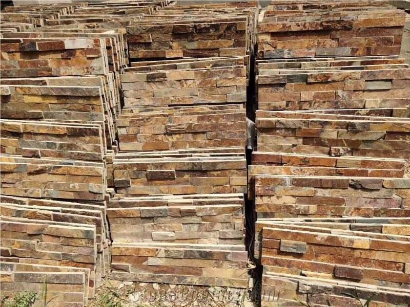 Multicolor Rusty Cultured Stone Thin Veneer Tiles