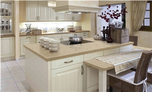 Starfish Beige Sparkle Quartz Kitchen Countertops