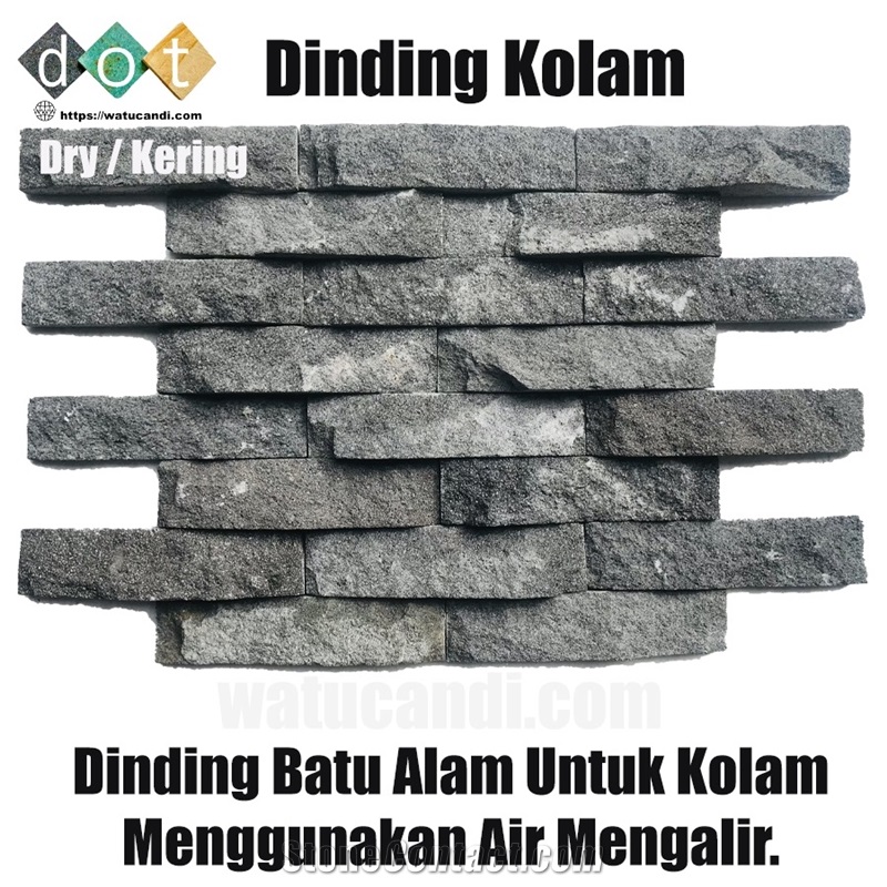 Wall Of Water Pool Stone Wall Cladding, Black Temple Lavastone Water Pool Wall Decor Panels