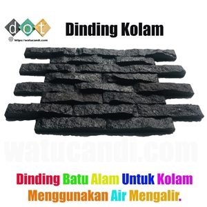 Wall Of Water Pool Stone Wall Cladding, Black Temple Lavastone Water Pool Wall Decor Panels