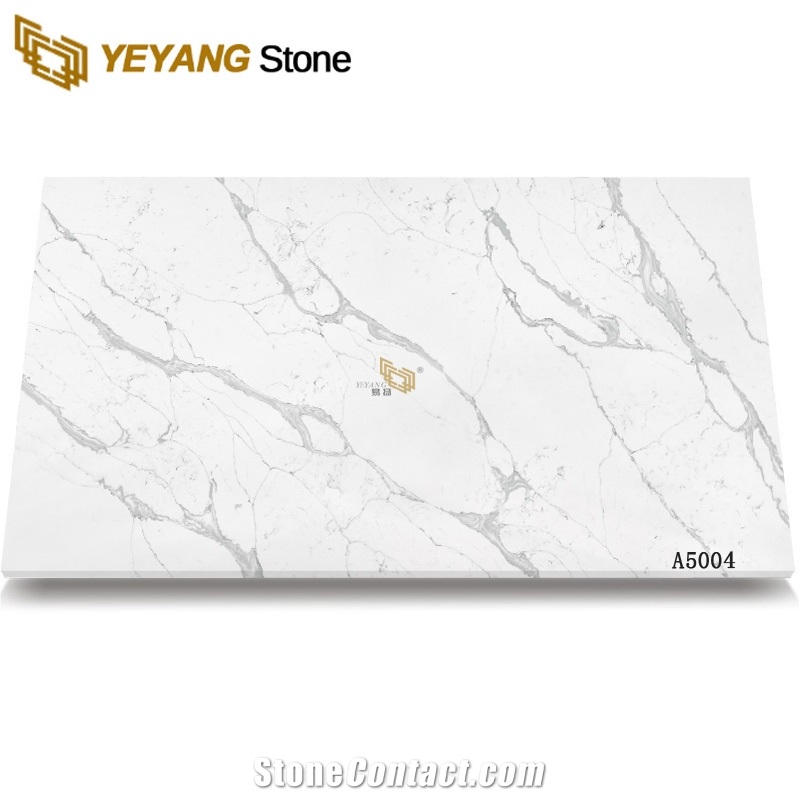 Polished Gray Vein with White Bottom Quartz Slabs