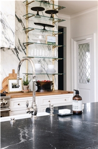 Calacatta Capri Marble,Black Soapstone Kitchen Top