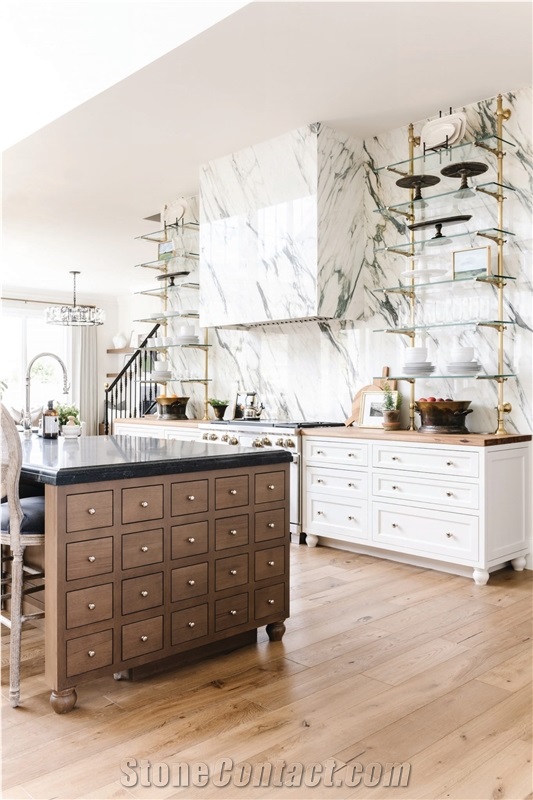 Calacatta Capri Marble,Black Soapstone Kitchen Top