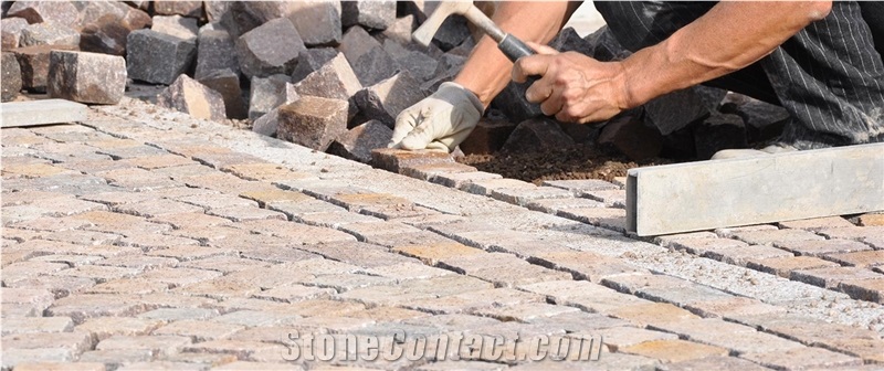 Porfido Trentino Cube Stone Pavers, Cobble Stone