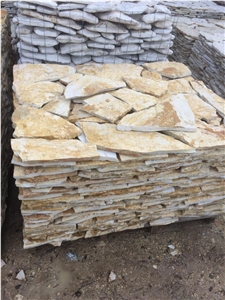 Natural Yellow Sandstone Irregular Flagstone for Walling, Paving