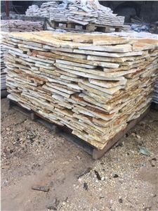 Natural Yellow Sandstone Irregular Flagstone for Walling, Paving