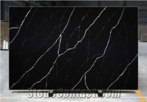 Artificial Quart Stone Bq8740 - Nero Marquina Quartz Stone Slabs