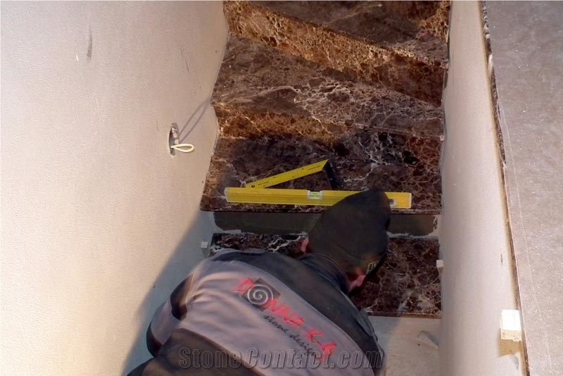 Marron Emperador Marble Stair