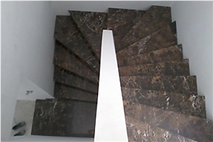Marron Emperador Marble Stair