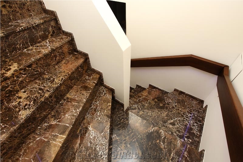 Marron Emperador Marble Stair