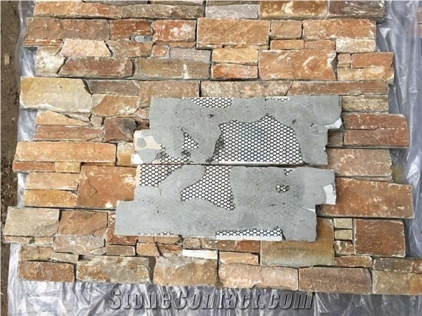 Golden Quartzite Cement or Meshed Back Z Type Panels