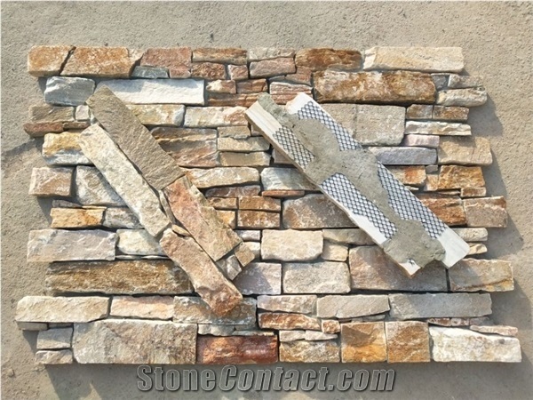Golden Quartzite Cement or Meshed Back Z Type Panels