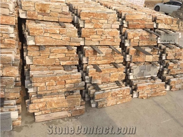 Golden Quartzite Cement or Meshed Back Z Type Panels