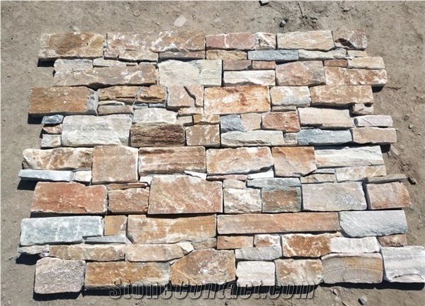 Golden Quartzite Cement or Meshed Back Z Type Panels