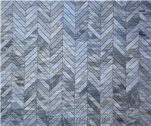 1"X3" Chevron Astra Grey Marble Polished Mosaic