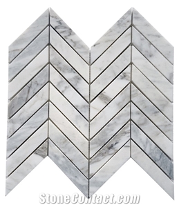 1"X3" Chevron Calacatta Oro Marble Mosaic 1"X3" Chevron Calacatta Oro Marble Mosaic