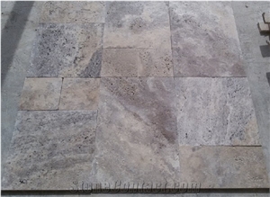 French Pattern Set Silver Travertine Floor Tiles