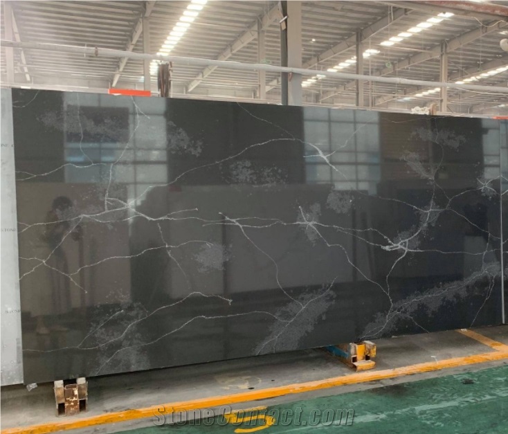 Calacatta Quartz Slabs New Black Stone Cheap
