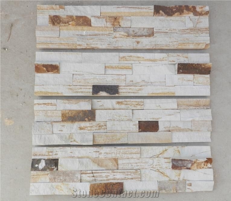 Golden White Quartzite Wall Stone Cladding