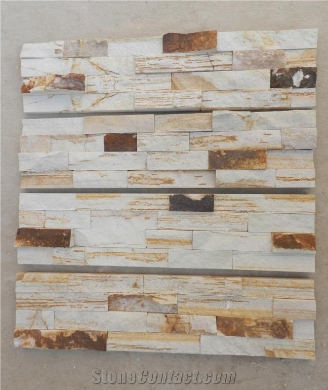 Golden White Quartzite Wall Stone Cladding