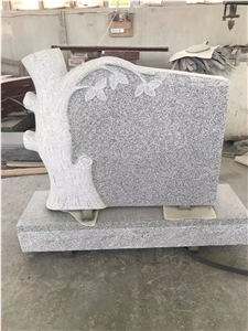 Grey Granite Upright Gravestone Monument Tree