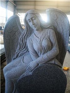 Light Gray Polished Heart with Angel Tombstone