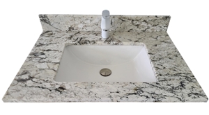 Riprap White Granite Vanity Top with Integral Bowl