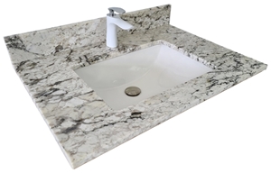Riprap White Granite Vanity Top with Integral Bowl