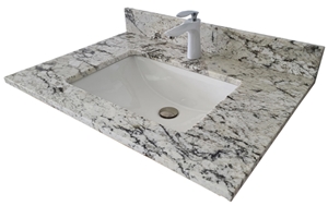 Riprap White Granite Vanity Top with Integral Bowl