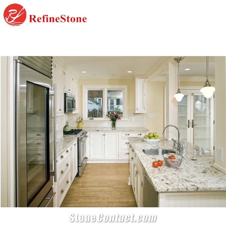 Andromeda White Granite Kitchen Countertop,Island