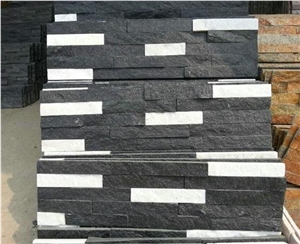 Black and White Quartzite Flat Cultured Stone