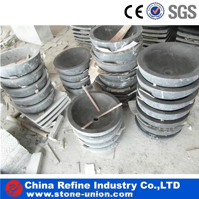 Blue Limestone Honed Round Washing Basin