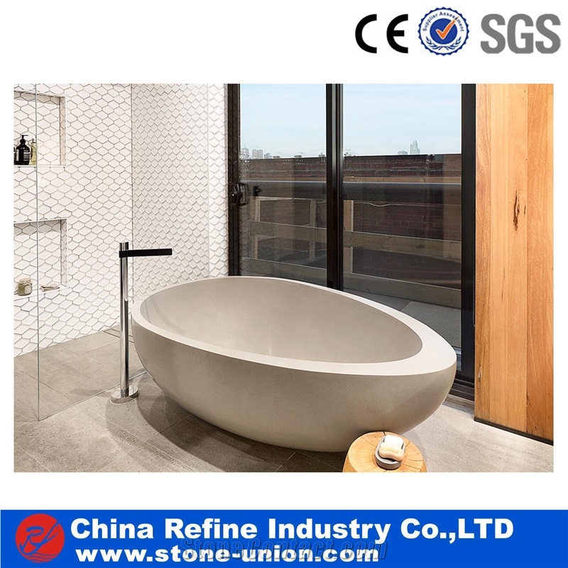 Carved Solid Surface Beige Bath Tubs