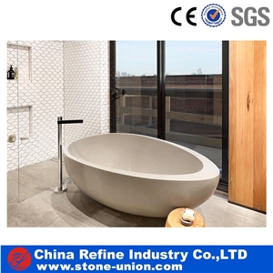 Carved Solid Surface Beige Bath Tubs