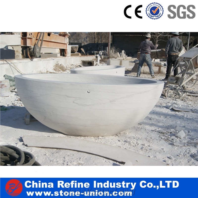 Carved Solid Surface Beige Bath Tubs
